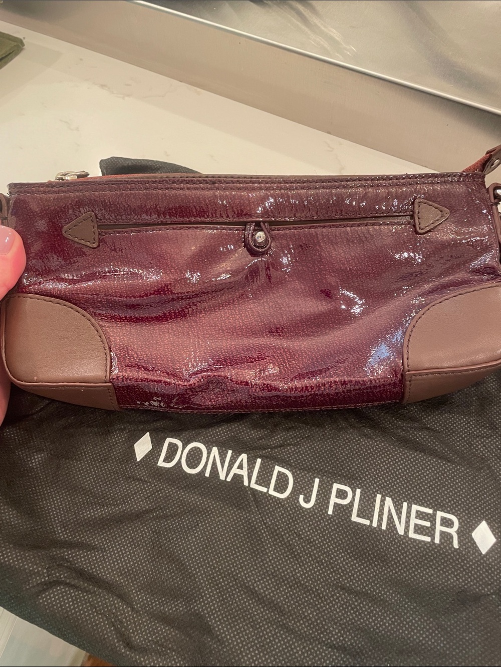 Donald Pliner NEW burgundy leather wristlet clutch